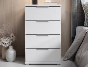 Nočný stolík/skrinka so 4 zásuvkami Smilla, výška 79 cm, biely%