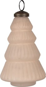 Béžová sklenená vianočná zdoba v tvare stromčeka - Ø 7*13 cm