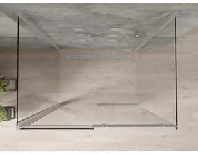 Mexen Omega, 3-stenný sprchovací kút s posuvnými dverami 140 (dvere) x 90 (stena) cm, 8mm číre sklo, chrómový profil, 825-140-090-01-00-3S