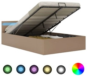 vidaXL Hydraulický posteľný rám+úložný priestor, LED, umelá koža 140x200 cm