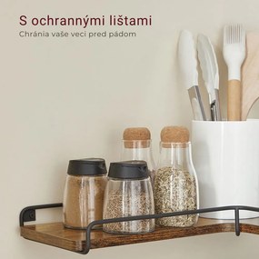 Rohová nástenná polica LOFT, set 2 ks, hnedá/čierna Vasagle