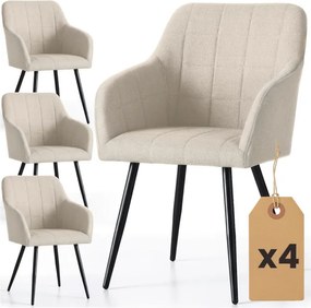Sada štyroch jedálenských stoličiek LUXANO Lumos zamatové, béžové / čierne nohy (4 ks)