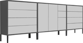 XXXLutz ŠIROKÁ KOMODA, antracitová, biela, 263,5/86/33 cm MID.YOU - Komody - 001067013303