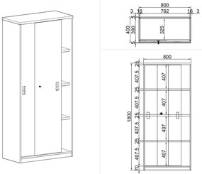 Zasúvacia skriňa MIRELLI, 800 x 400 x 1800 mm, čerešňa