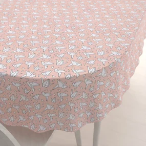 Biante Dekoračný oválny obrus Leona LN-044 Origami vtáci na lososovom 130x200 cm