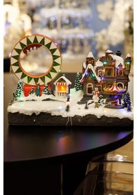 LED RGB Vianočná pohyblivá dekorácia s hudbou 30xLED/1,5W/230V zasnežená dedinka