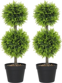 HOMCOM sada 2 dekoratívnych umelých rastlín, 60 cm zimostrázové topiary v kvetináči | Aosom