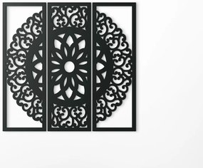 drevko 3-dielna drevená mandala Symetria Rozmer obrazu: 44,5 x 46 cm, Farba dekorácie: Čierna