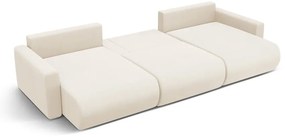 Béžová zamatová rozkladacia rohová pohovka s úložným priestorom (do "U") Belfast – Cosmopolitan Design