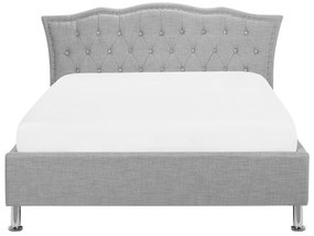 Čalúnená posteľ 140 x 200 cm s úložným priestorom sivá METZ Beliani