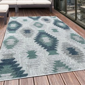 Šnúrkový koberec Bahama sivý / krémový / modrý