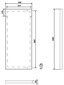 Sapho Sapho, AROWANA zrkadlo v ráme, 350x900mm, chróm, AW3590