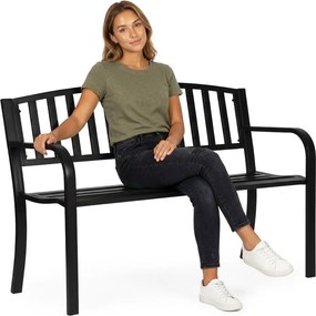 MultiGarden Záhradná lavička s operadlom 120x50 cm - čierna MultiGarden