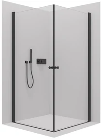 CERANO - Sprchovací kút Antelo Duo L/P - čierna matná, transparentné sklo - 120x120 cm - krídlový, CER-CER-482332