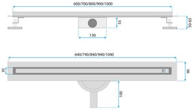 Rea Neox Slim Pro, odtokový žľab 60cm, zlatá matná, REA-G2713
