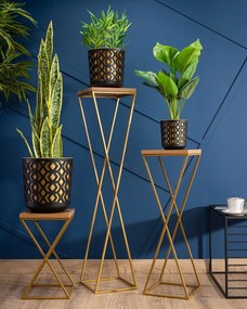 STOJAN NA KVETINÁČ LOFT6 70X24X24 CM ZLATÁ/HNEDÁ