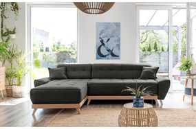 Tmavosivá rozkladacia variabilná rohová pohovka Miuform Dazzling Daisy