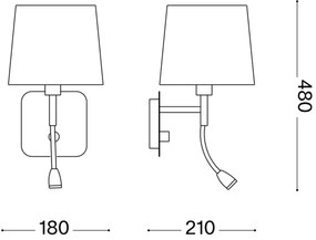 Ideal Lux - LED Nástenná lampa NORDIK 1xE14/40W + LED/1,5W/230V