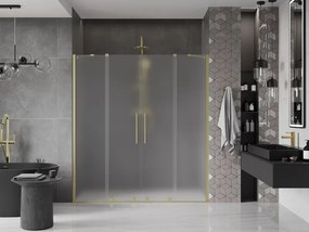 Mexen Velar Duo, posuvné sprchové dvere do otvoru 170 cm, 8mm sklo námraza, zlatá matná, 871-170-000-32-55