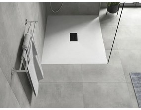 Mexen Hugo, obdĺžniková sprchová vanička SMC 130 x 100 cm, biela, čierna krytka, 42101013-B