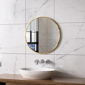 Erga Round, okrúhle zrkadlo 60cm, zlatý rám, ERG-V01-ROUND-6060-GD