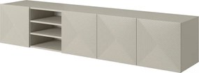 Závesná TV skrinka Asha 200 cm s ryhovaným čelom a výklenkom - kašmír