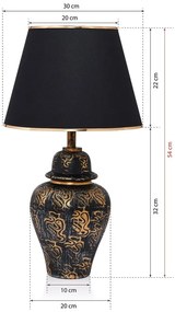 Čierna/v zlatej farbe stolová lampa s textilným tienidlom (výška 54 cm) Derin – Opviq lights