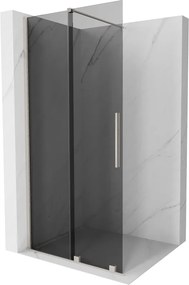 Mexen Velar, sprchová zástena s posuvnými dverami Walk-in 80 x 200 cm, 8mm šedé sklo, brúsená oceľ, 871-080-000-43-97