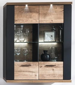 Obývacia stena Boston, čierna/dub ribbeck, s osvetlením