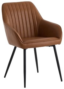 Hnedé čalúnené jedálenské kreslá v súprave s podrúčkami 2 ks Nolan Stripe – Unique Furniture