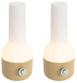Sada 2 stolových lamp pre exteriér zlatá s bielou vrátane nabíjateľného LED - Haard