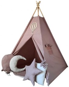 Detský stan Tipi Boho kávový / ružový