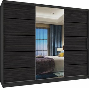 Posuvná skriňa 232 cm PREMIUM SO ZÁSUVKAMI čierna tmavý eben MBP SZP8/0/1B/2HK1L/0/KLP