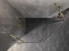 Mexen Lunar, Päťuholníkový sprchový kút Mexen Lunar naklápací doľava 100 x 80 cm, 8mm číre sklo, zlatý profil, 831-100L-080P-50-00-L