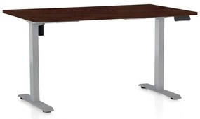 Výškovo nastaviteľný stôl OfficeTech B, 140 x 80 cm, sivá podnož, wenge