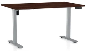 Výškovo nastaviteľný stôl OfficeTech B, 140 x 80 cm, sivá podnož, wenge