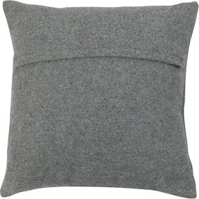 Šedý vlnený vankúš s jeleňom z hovädzej kože / bielo, čierna - 45 * 45 * 10cm
