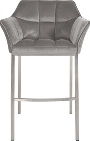 Barová stolička Damaso E - zamat, nerez 4-nohý rám - Sivá
