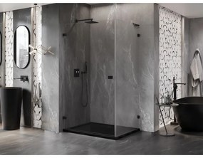 Mexen Lunar-B L výklopný sprchový kút ľavý 90 x 80 cm, číre sklo, čierna matná, 832L-090-080-70-00-L