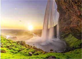 Obraz - Seljalandsfoss spoza vnútra jaskyne (70x50 cm)