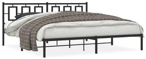 Kovový rám postele s čelom čierny 193x203 cm 374247