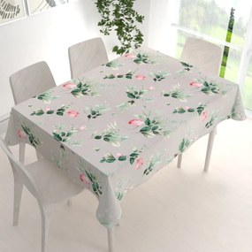 Biante Bavlnený obdĺžnikový obrus Sandra SA-452 Ružové kvety na sivom 100x140 cm