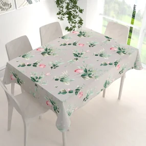 Biante Bavlnený obdĺžnikový obrus Sandra SA-452 Ružové kvety na sivom 50x100 cm