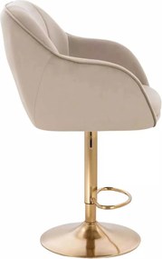 LuxuryForm DESIGN Barová stolička AVOLA VELUR na zlatom tanieri - latte