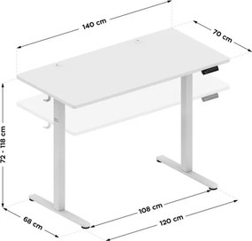Elektrický výškovo nastaviteľný stôl Mark Adler Leader 7.3 biely