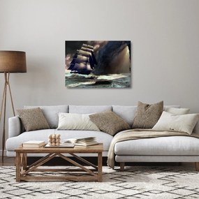 Sklenený obraz - Loď medzi útesmi (70x50 cm)