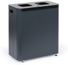 Odpadkový kôš na triedený odpad, 2 x 60 l, lakovaný sivý