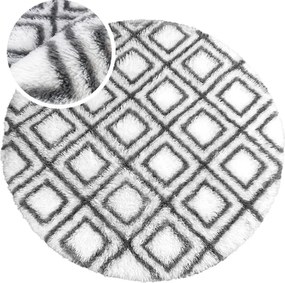 Protišmykový koberec DECOR biely / sivý kruh