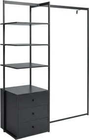 Stojan na oblečenie s regálom ARDEO 150x180 cm, čierny