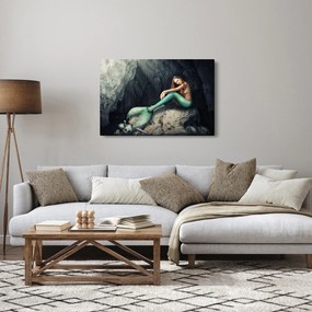 Obraz - Morská panna na skale (90x60 cm)